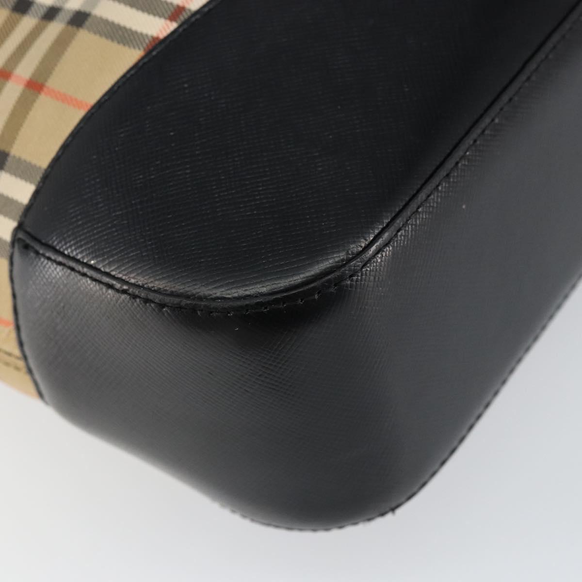 BURBERRY Nova Check Tote Bag Canvas Beige Gold Auth 147478