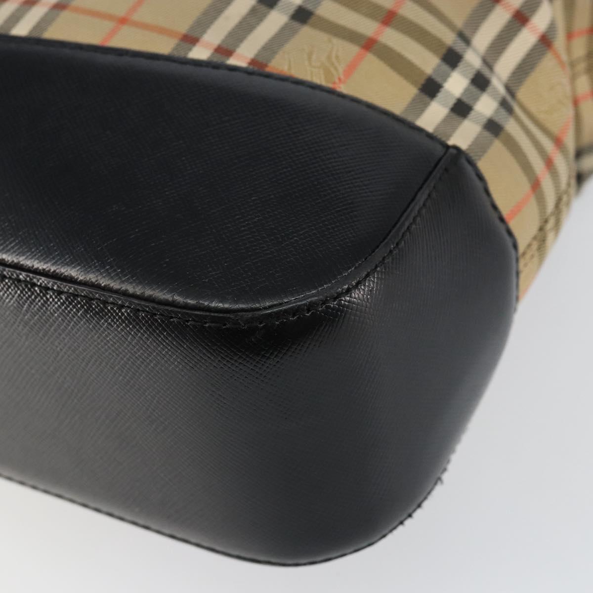 BURBERRY Nova Check Tote Bag Canvas Beige Gold Auth 147478