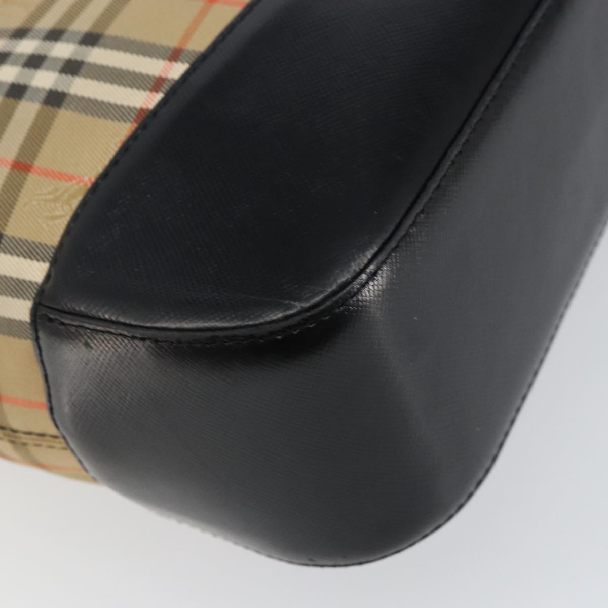 BURBERRY Nova Check Tote Bag Canvas Beige Gold Auth 147478