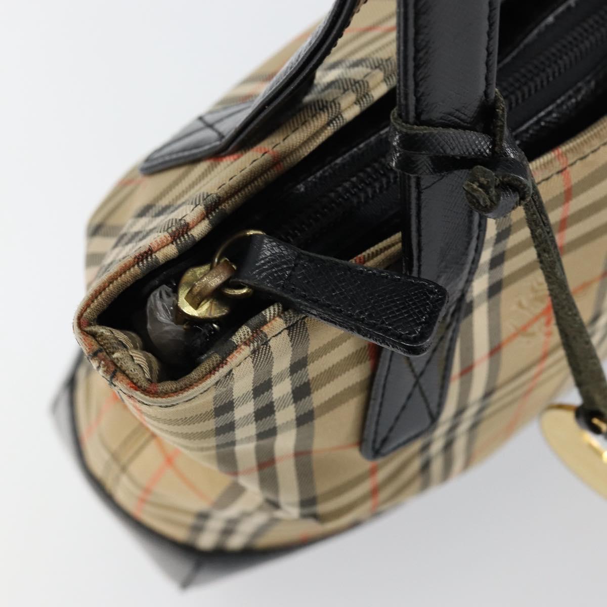 BURBERRY Nova Check Tote Bag Canvas Beige Gold Auth 147478