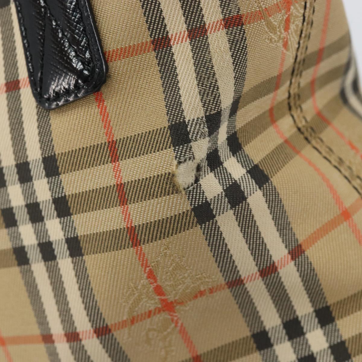 BURBERRY Nova Check Tote Bag Canvas Beige Gold Auth 147478