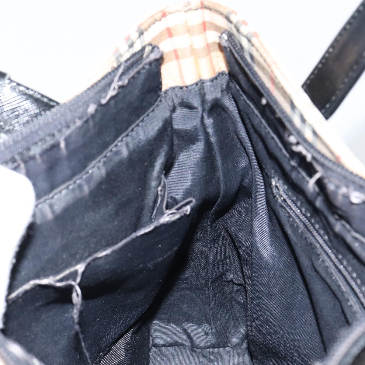 BURBERRY Nova Check Tote Bag Canvas Beige Gold Auth 147478