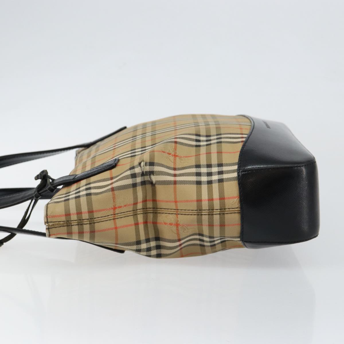 BURBERRY Nova Check Tote Bag Canvas Beige Gold Auth 147478