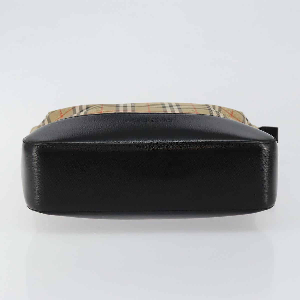 BURBERRY Nova Check Tote Bag Canvas Beige Gold Auth 147478