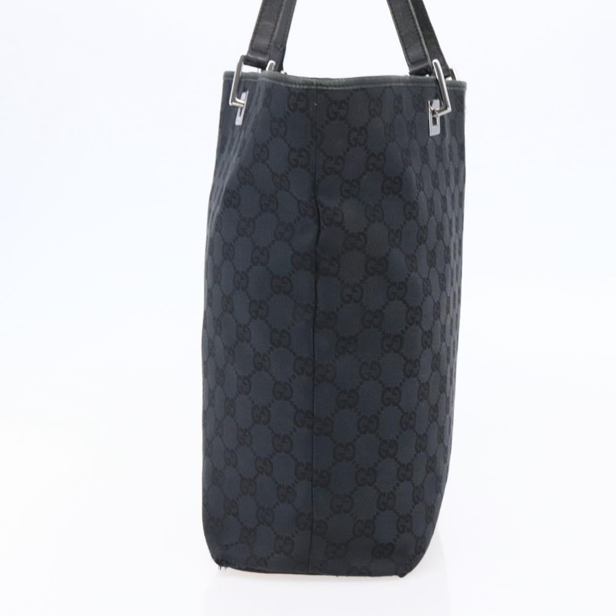 GUCCI GG Canvas Tote Bag Black Silver 31243 Auth 147481