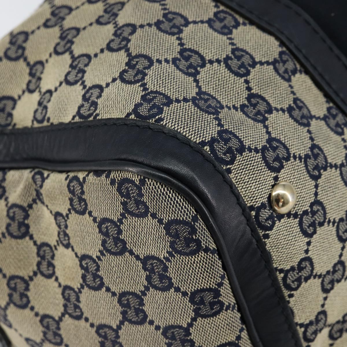 GUCCI GG Canvas Sherry Line Boston Bag 2way Navy Gold 247205 Auth 147483