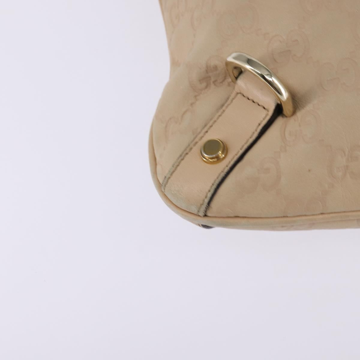 GUCCI GG Canvas Guccissima Abbey Bag Leather Beige Gold 131326 Auth 147484