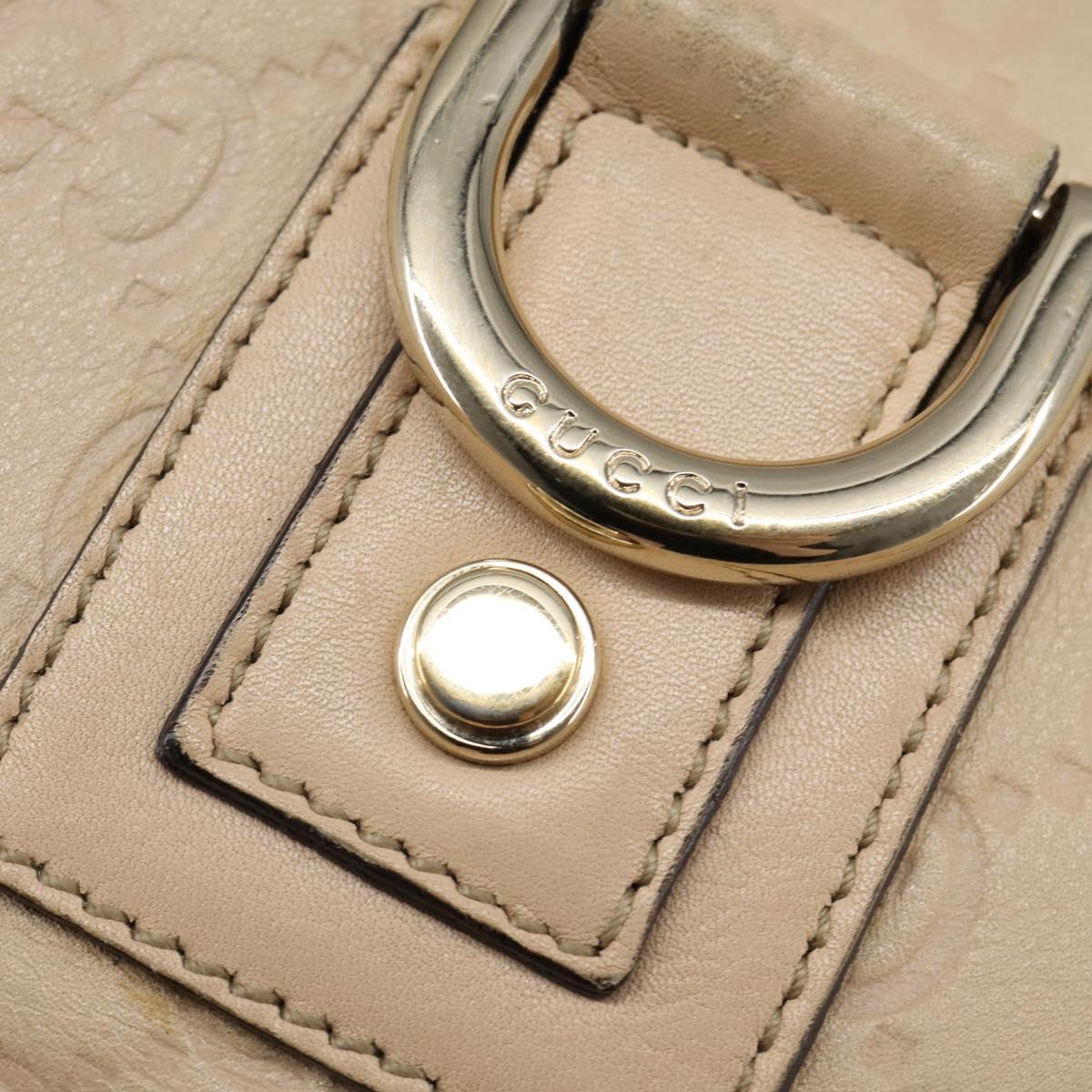 GUCCI GG Canvas Guccissima Abbey Bag Leather Beige Gold 131326 Auth 147484