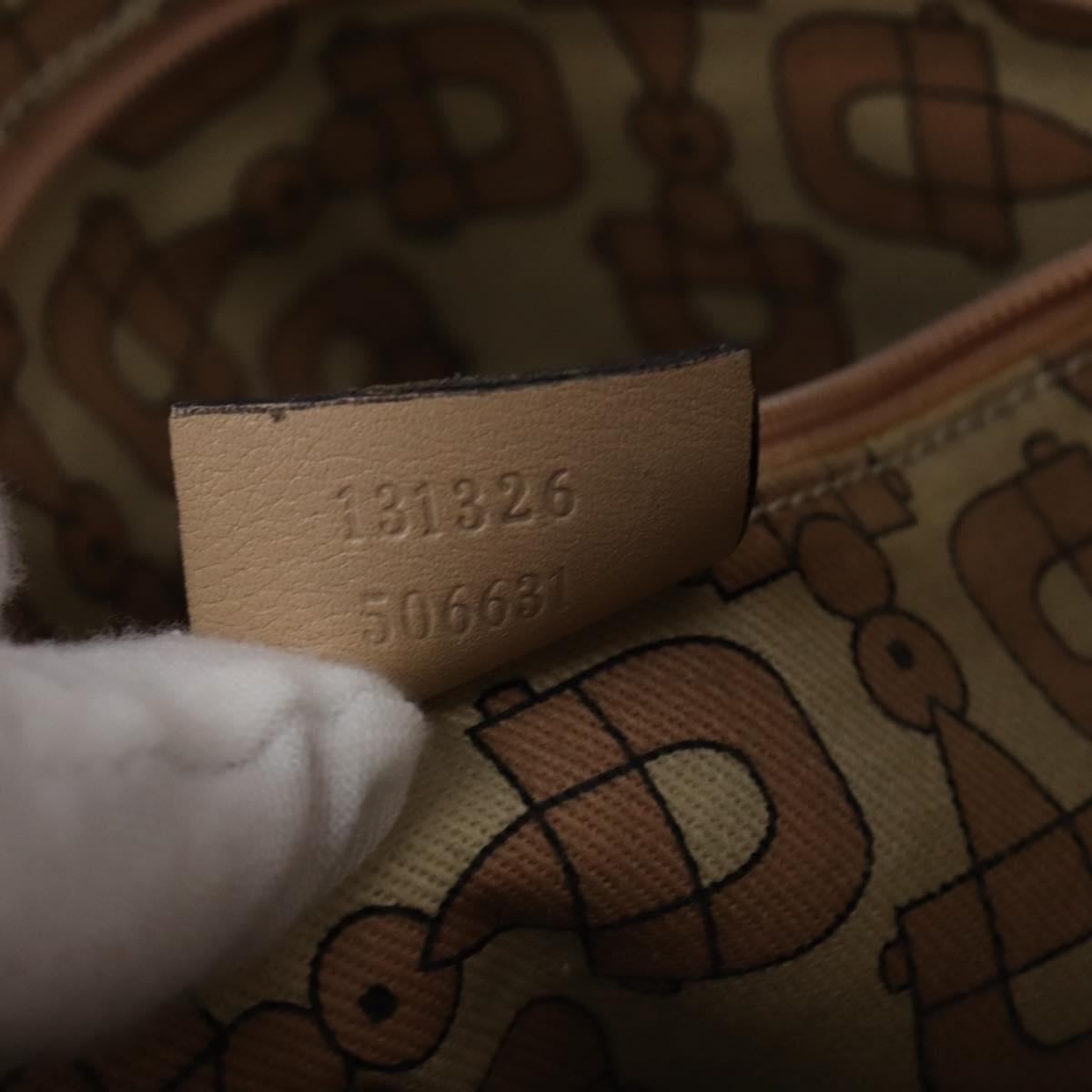 GUCCI GG Canvas Guccissima Abbey Bag Leather Beige Gold 131326 Auth 147484