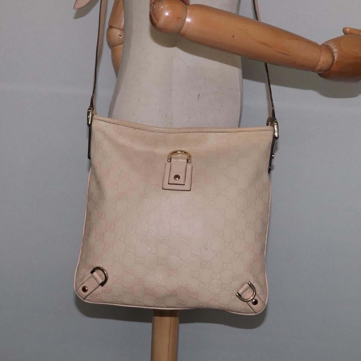 GUCCI GG Canvas Guccissima Abbey Bag Leather Beige Gold 131326 Auth 147484