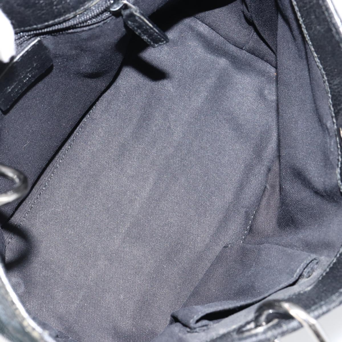 GUCCI GG Canvas Hand Bag Black Silver 120844 Auth 147485