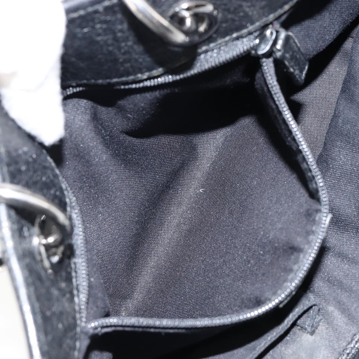 GUCCI GG Canvas Hand Bag Black Silver 120844 Auth 147485