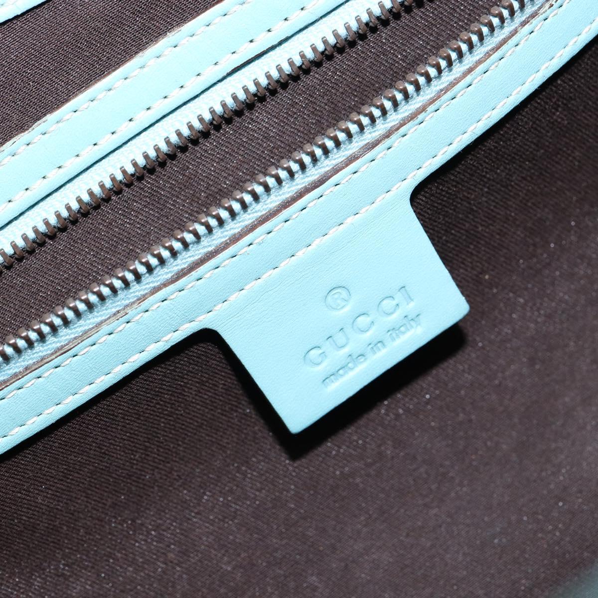 GUCCI New Jerky Shoulder Bag Leather Blue Gold 124407 Auth 147486