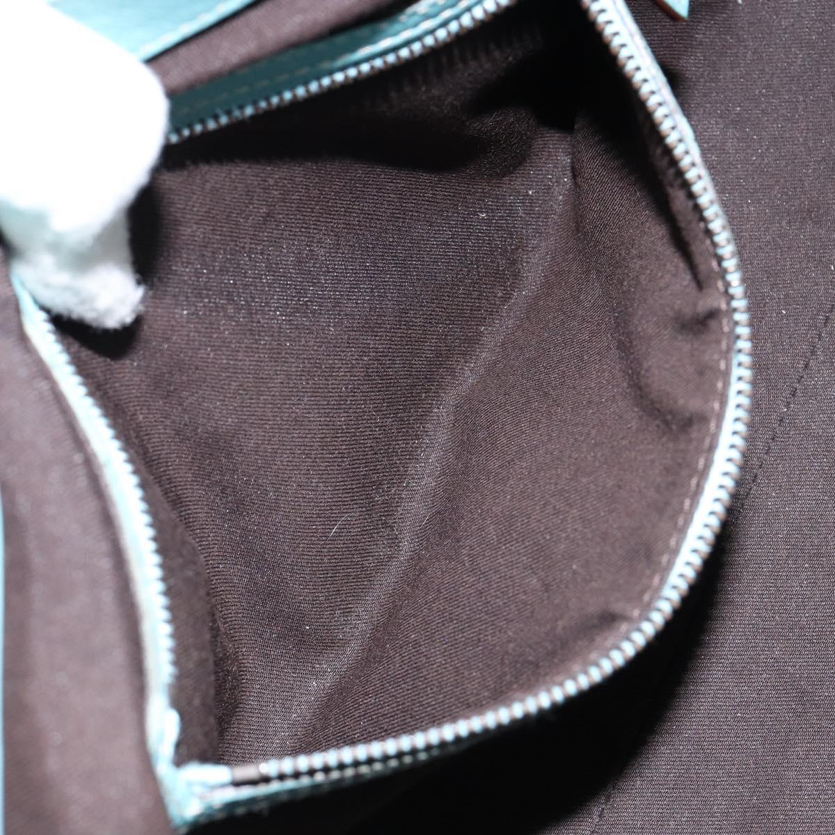 GUCCI New Jerky Shoulder Bag Leather Blue Gold 124407 Auth 147486