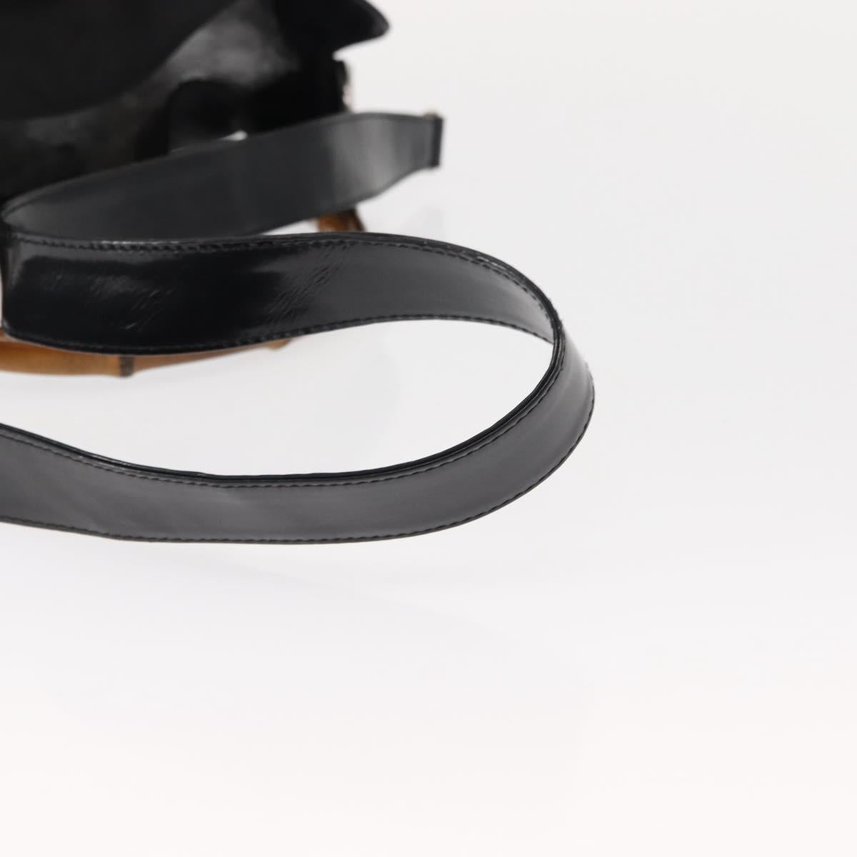 GUCCI Bamboo Hand Bag Nylon 2way Black Silver 001 1998 1577 Auth 147488