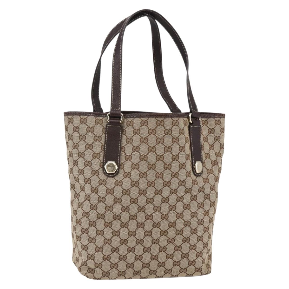 GUCCI GG Canvas Tote Bag Beige Gold 153009 Auth 147489