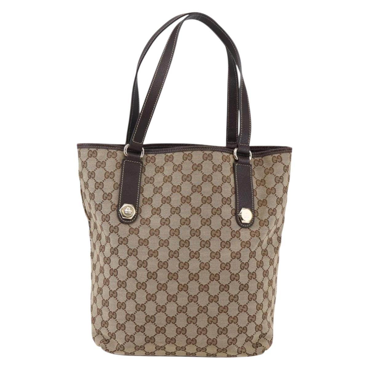 GUCCI GG Canvas Tote Bag Beige Gold 153009 Auth 147489