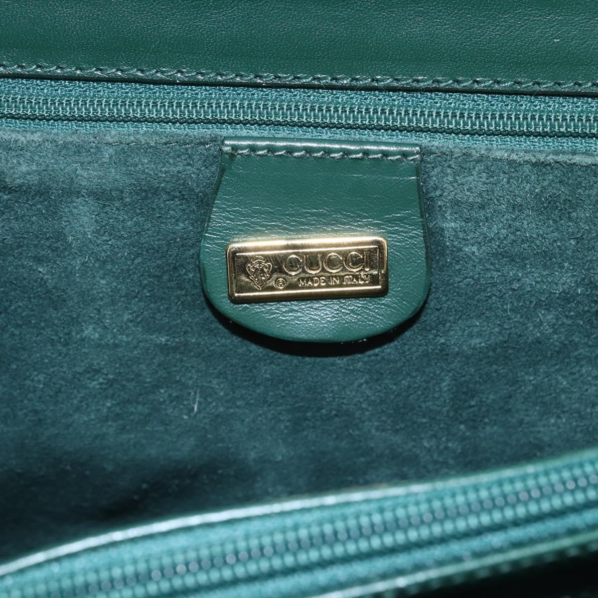 GUCCI Shoulder Bag Leather Green Gold 001 115 1199 Auth 147490