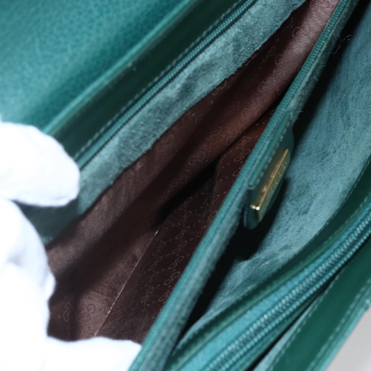 GUCCI Shoulder Bag Leather Green Gold 001 115 1199 Auth 147490