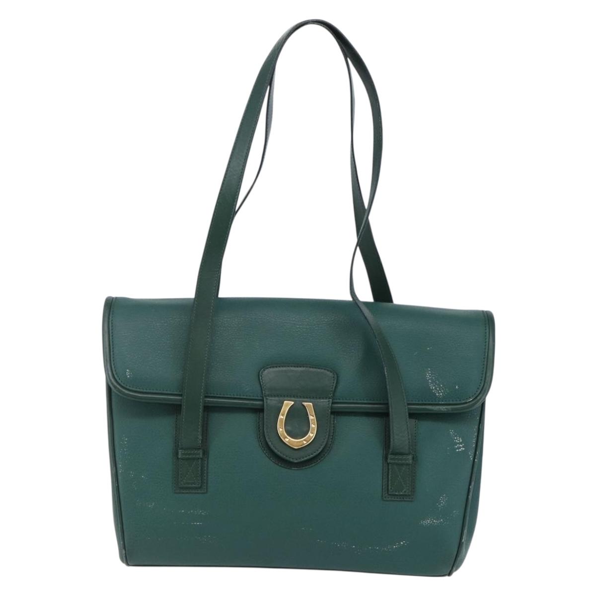 GUCCI Shoulder Bag Leather Green Gold 001 115 1199 Auth 147490