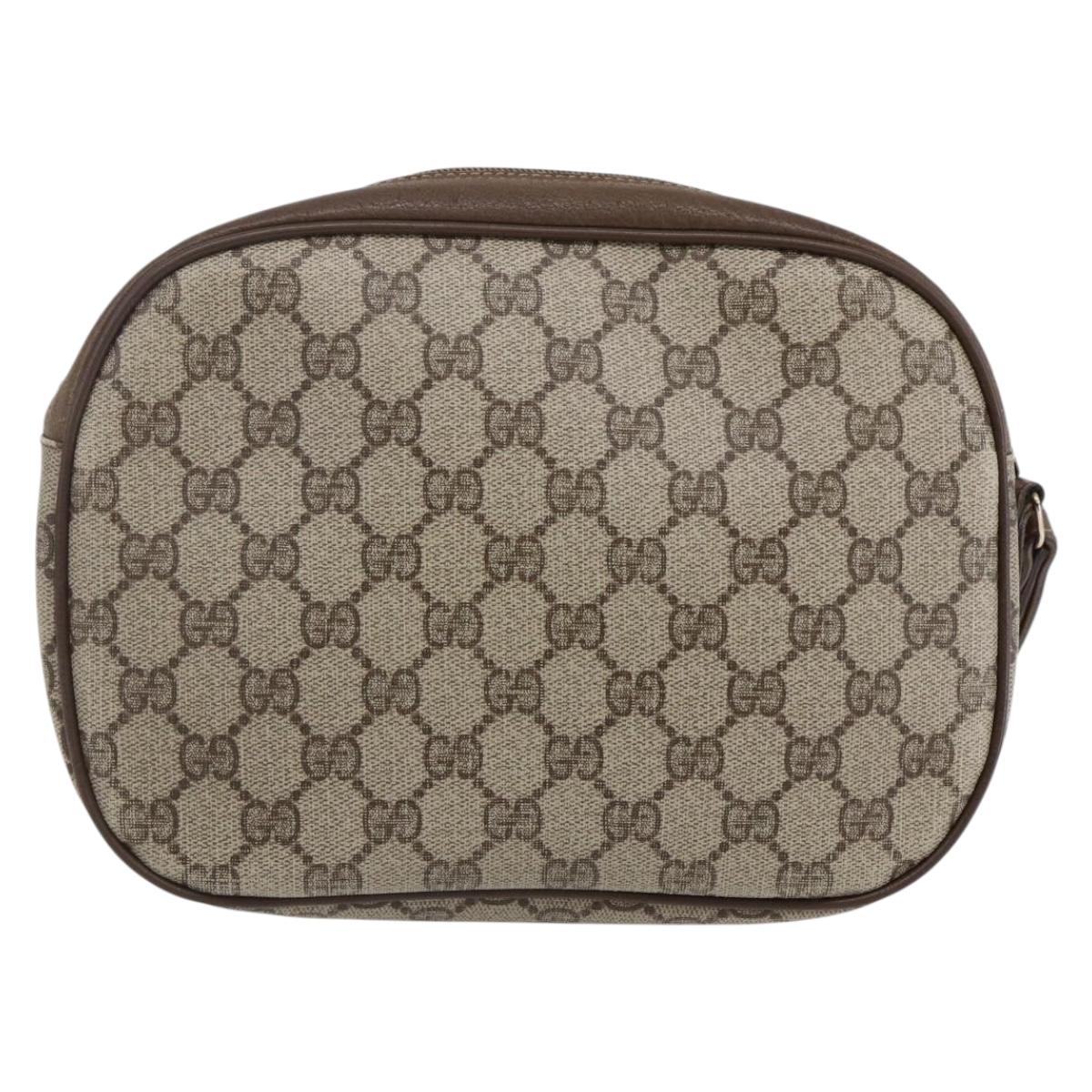 GUCCI GG Supreme Web Sherry Line Clutch Bag PVC Beige Gold 89 01 034 Auth 147495