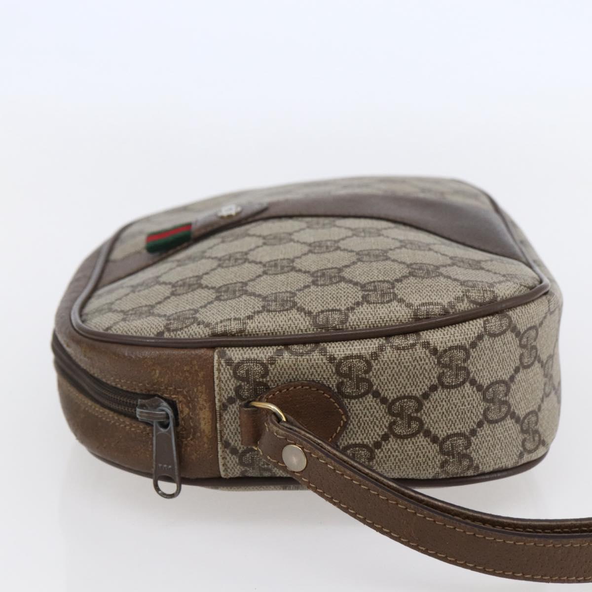 GUCCI GG Supreme Web Sherry Line Clutch Bag PVC Beige Gold 89 01 034 Auth 147495