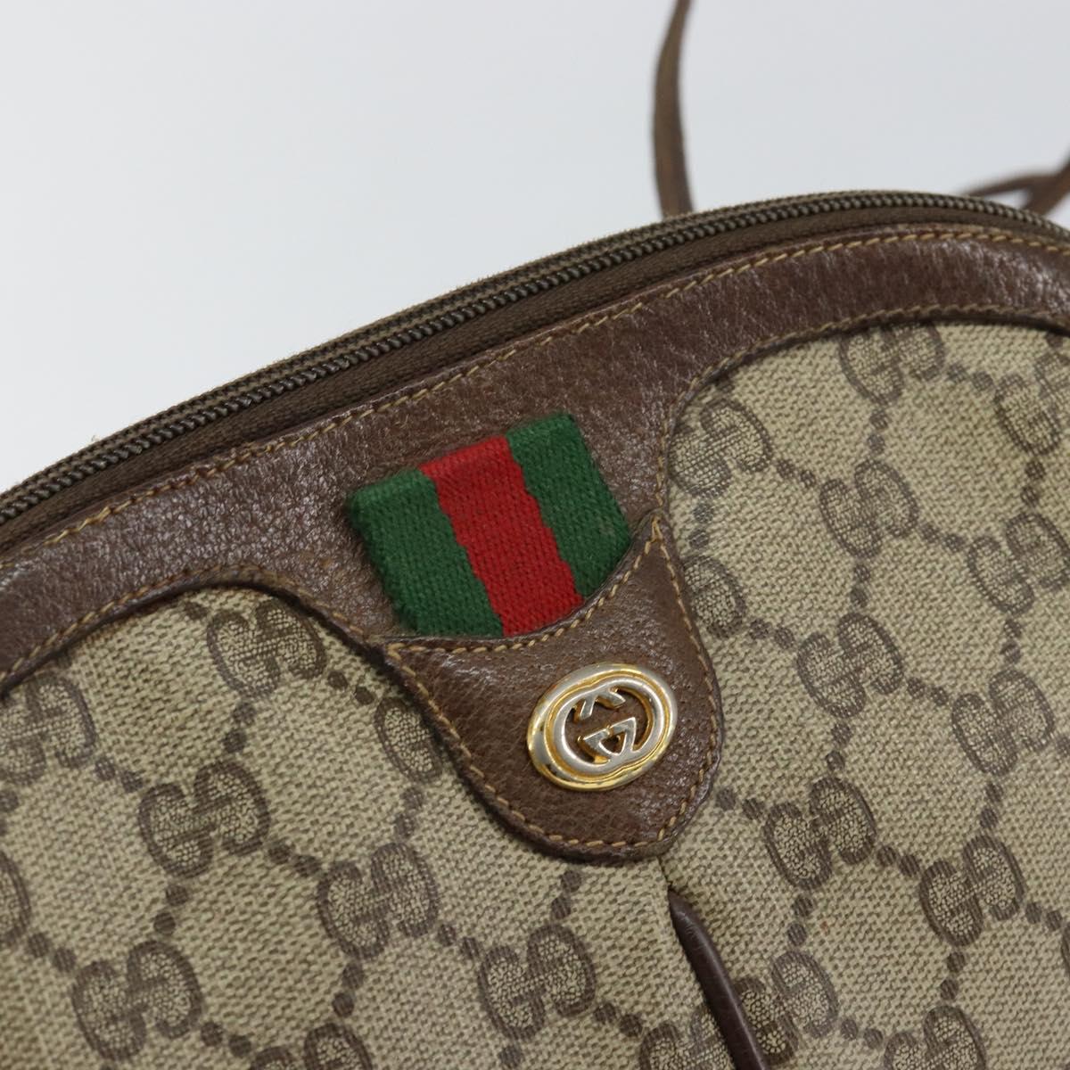 GUCCI GG Supreme Web Sherry Line Bag PVC Beige Gold 904 02 047 Auth 147496