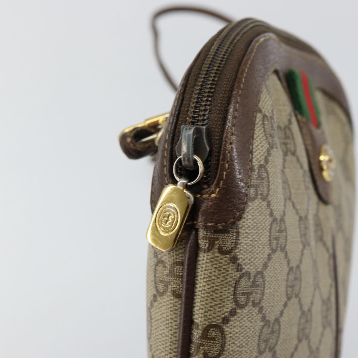 GUCCI GG Supreme Web Sherry Line Bag PVC Beige Gold 904 02 047 Auth 147496