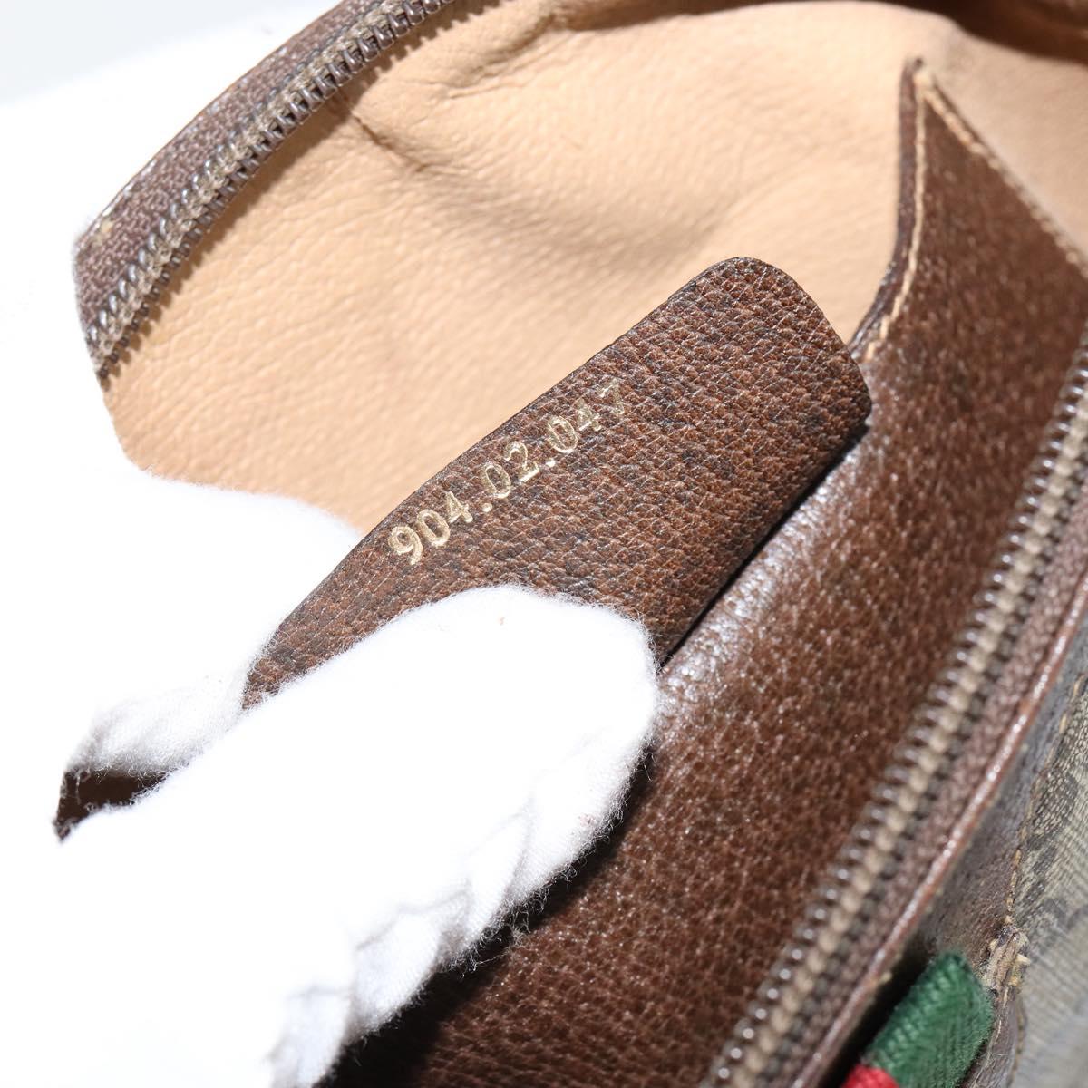 GUCCI GG Supreme Web Sherry Line Bag PVC Beige Gold 904 02 047 Auth 147496