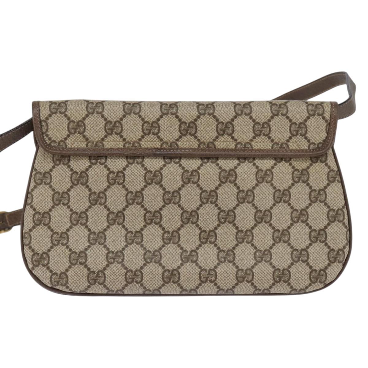 GUCCI GG Supreme Web Sherry Line Shoulder Bag PVC Beige 10 02 051 Auth 147497
