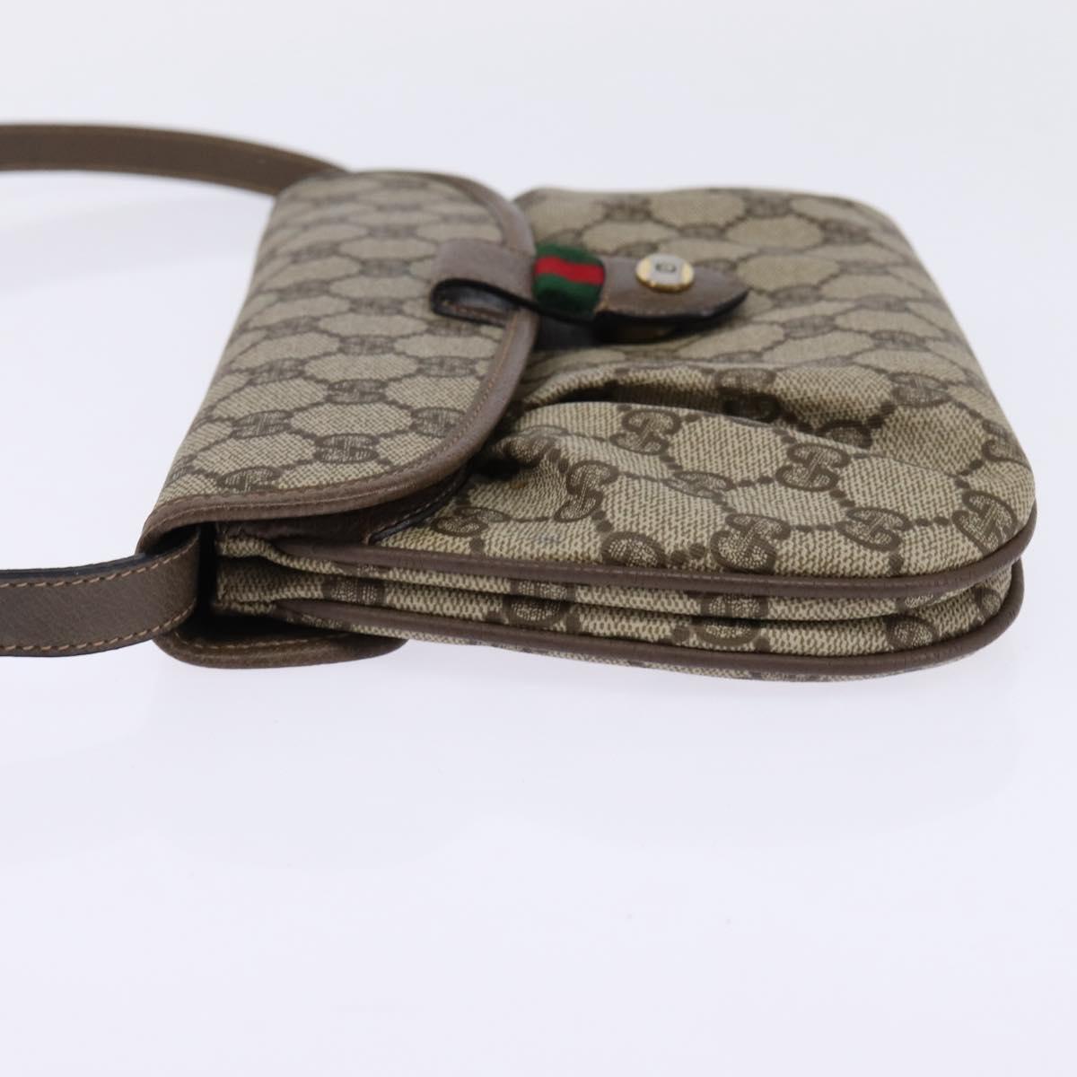 GUCCI GG Supreme Web Sherry Line Shoulder Bag PVC Beige 10 02 051 Auth 147497