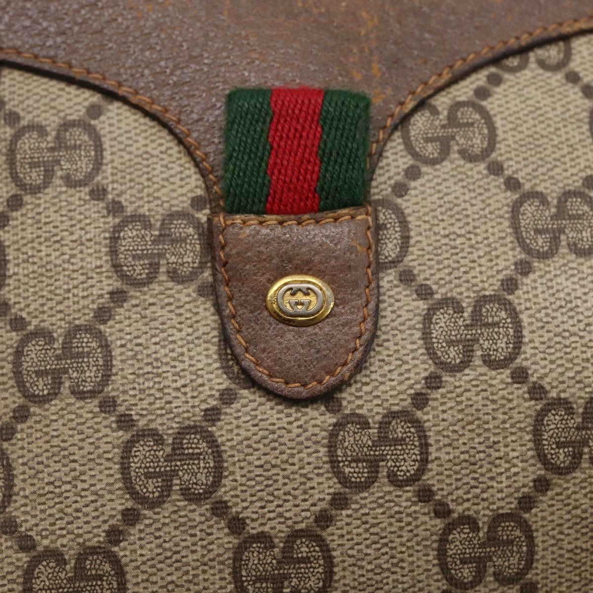 GUCCI GG Supreme Web Sherry Line Bag PVC Beige Gold 89 02 018 Auth 147498