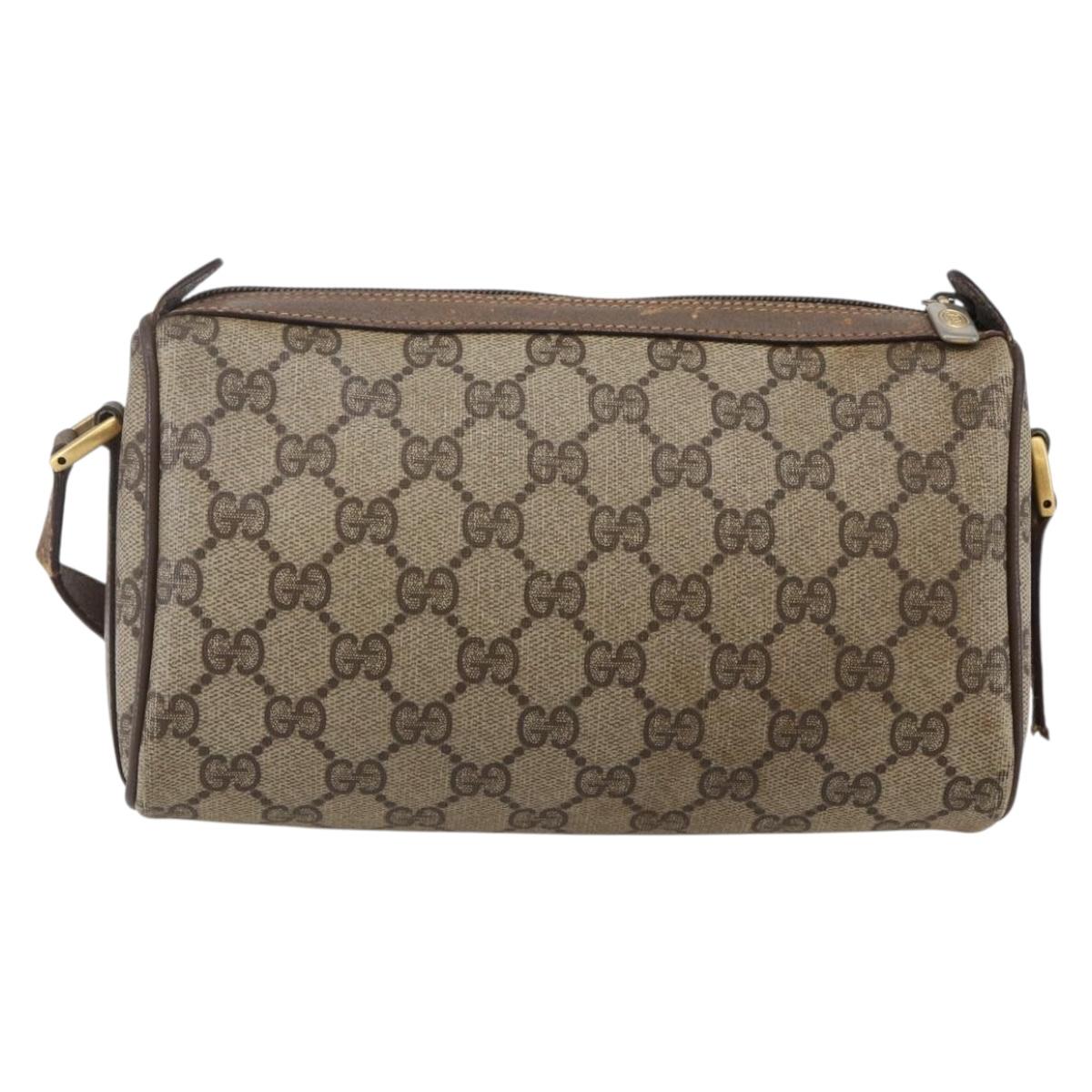 GUCCI GG Supreme Web Sherry Line Bag PVC Beige Gold 89 02 018 Auth 147498