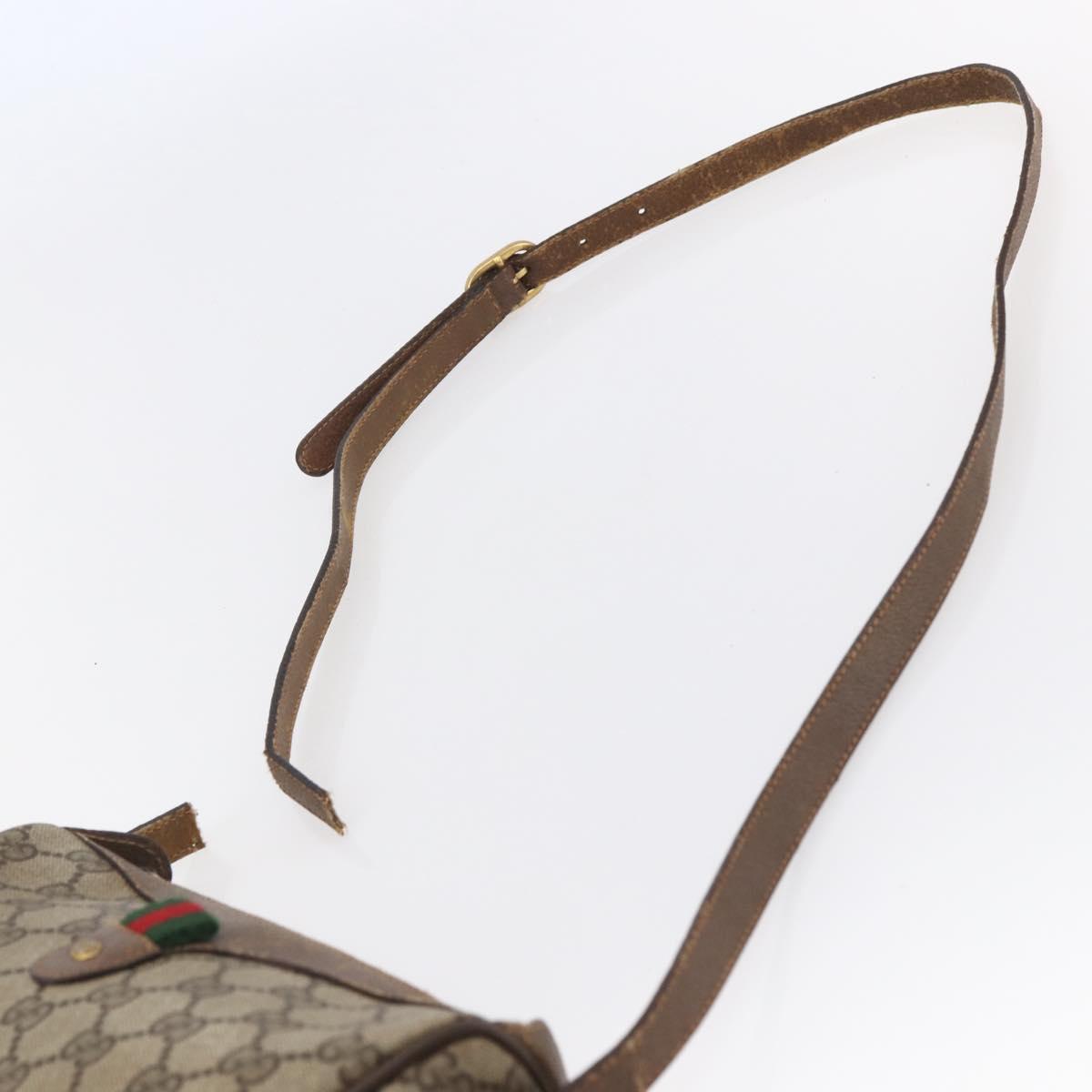 GUCCI GG Supreme Web Sherry Line Bag PVC Beige Gold 89 02 018 Auth 147498