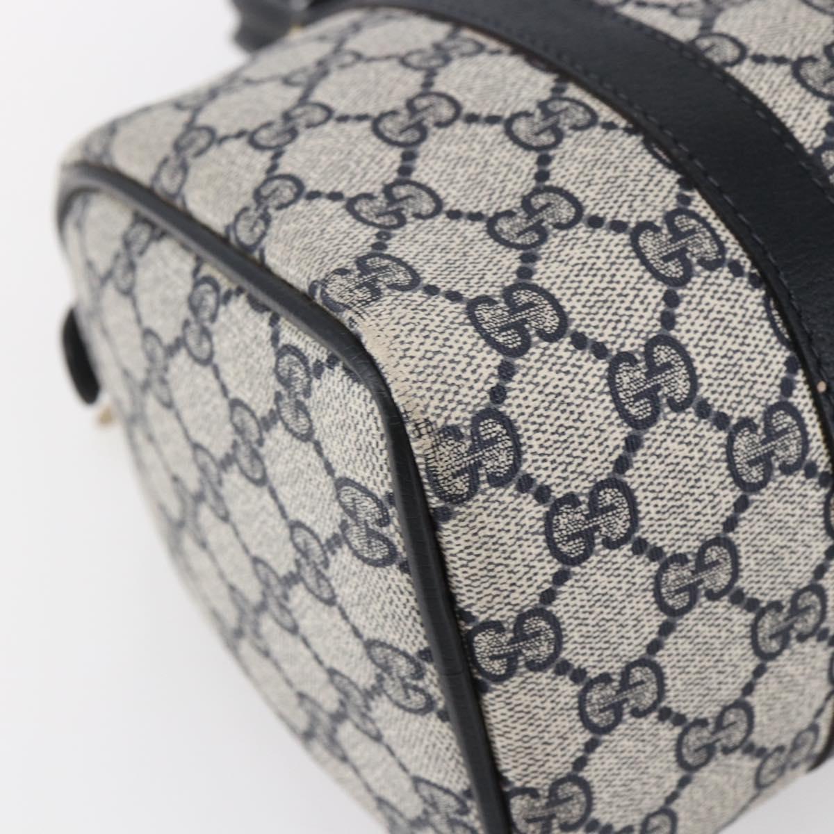 GUCCI GG Supreme Sherry Line Boston Bag PVC Navy Gold 40 3841 Auth 147499