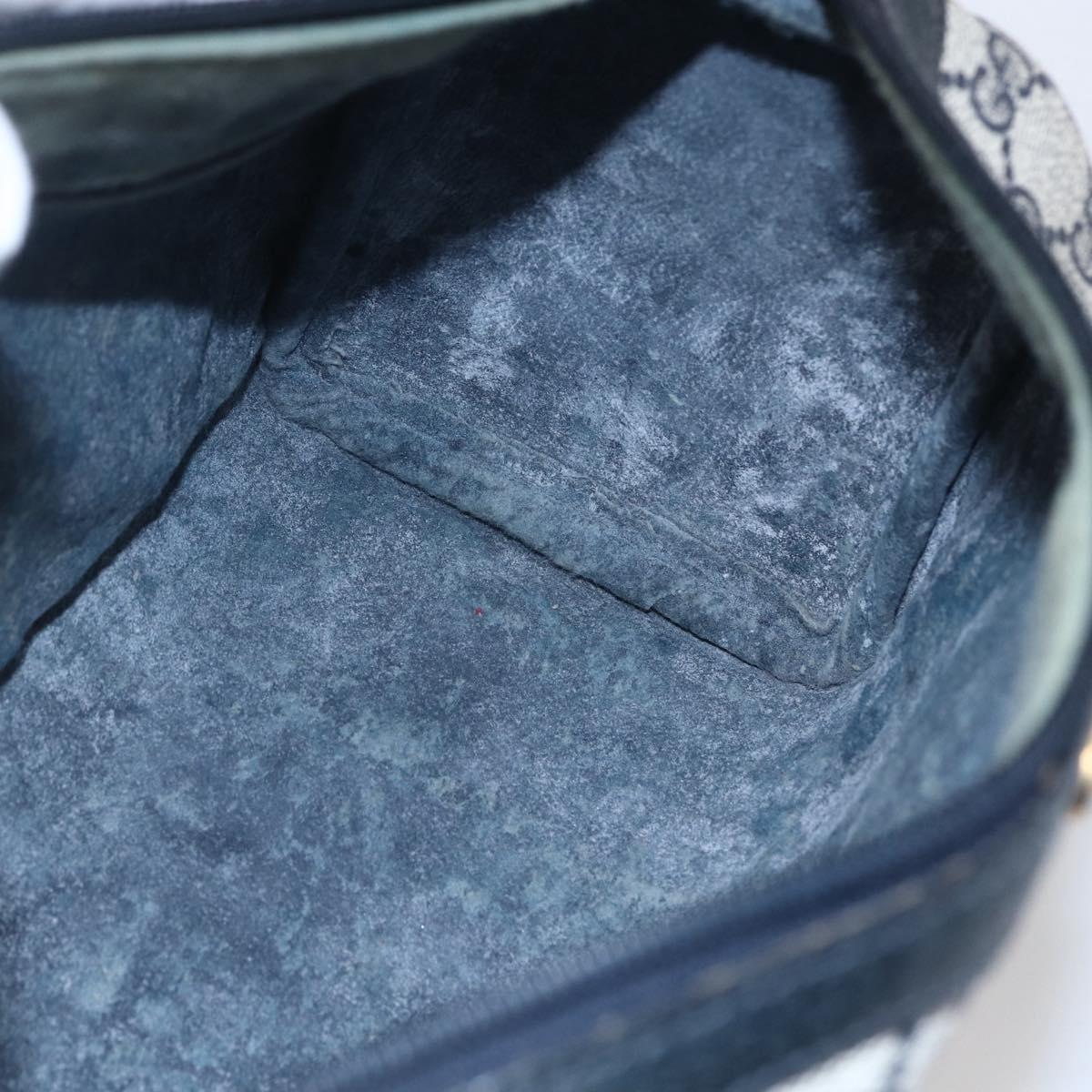 GUCCI GG Supreme Sherry Line Boston Bag PVC Navy Gold 40 3841 Auth 147499