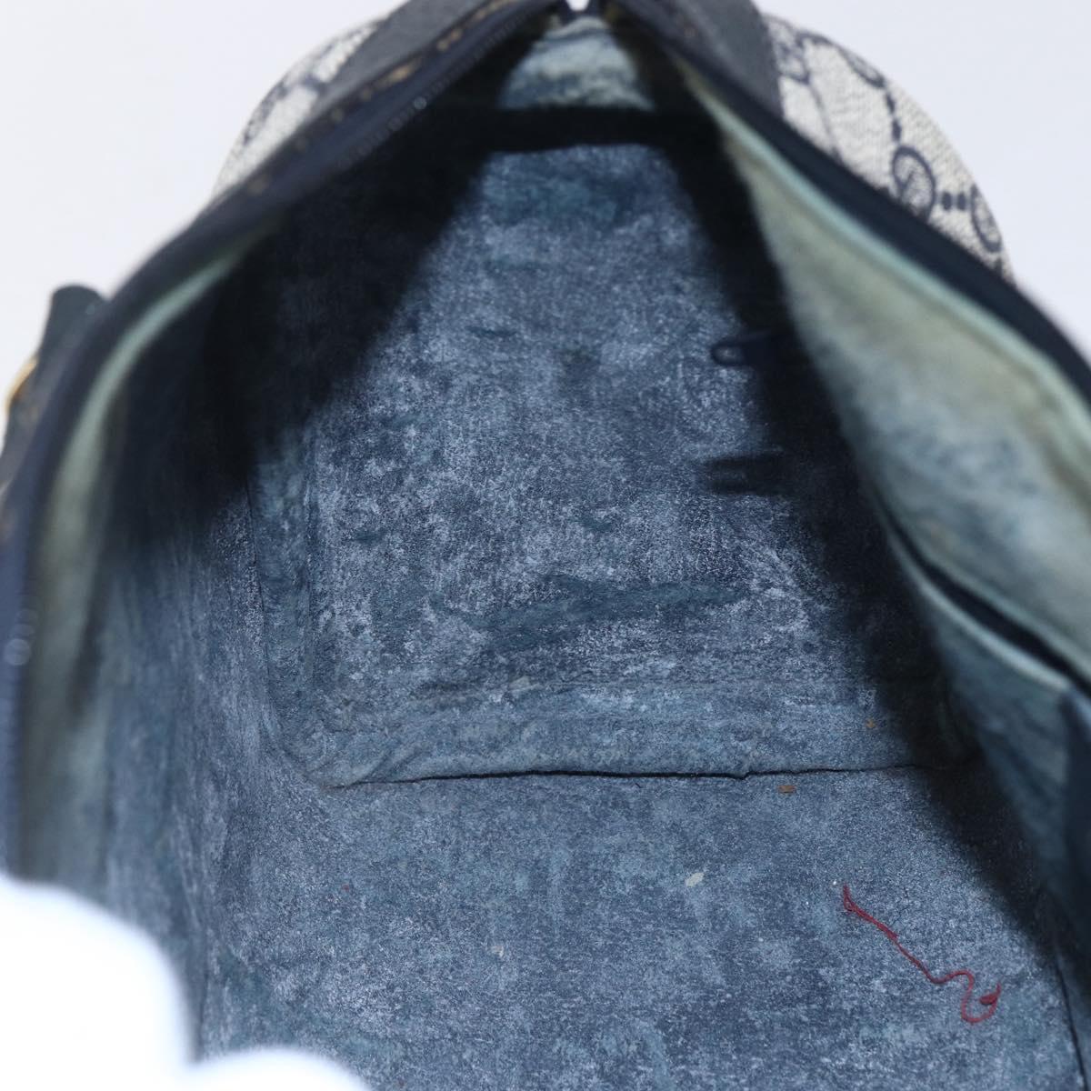 GUCCI GG Supreme Sherry Line Boston Bag PVC Navy Gold 40 3841 Auth 147499