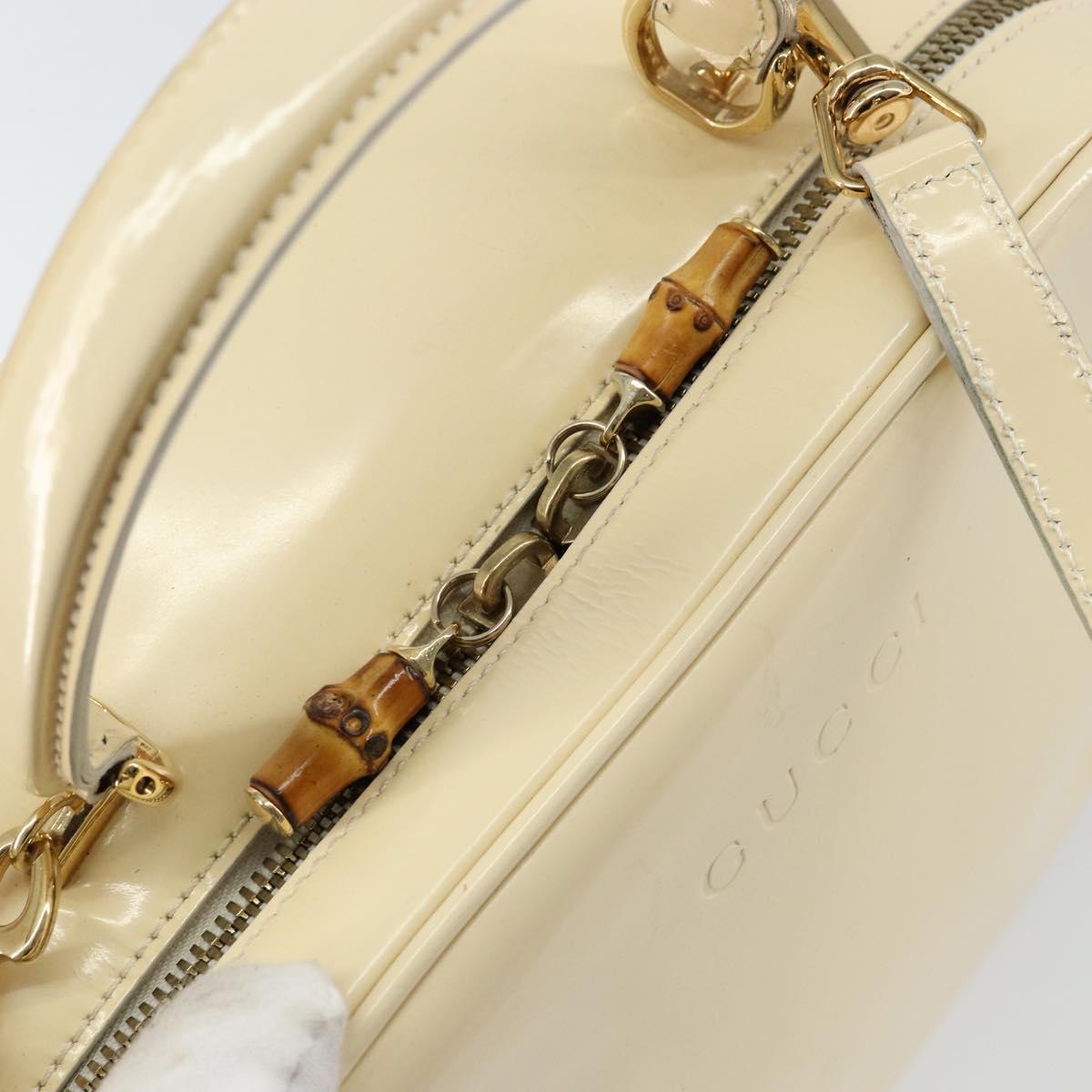 GUCCI Bamboo Hand Bag Enamel 2way Outlet White Gold 000 270 0323 Auth 147500