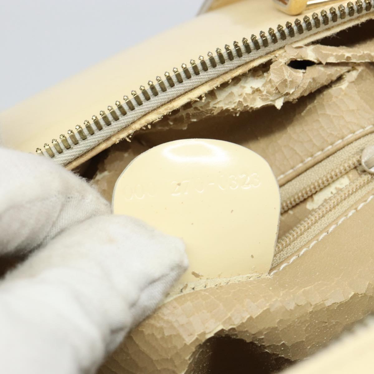 GUCCI Bamboo Hand Bag Enamel 2way Outlet White Gold 000 270 0323 Auth 147500