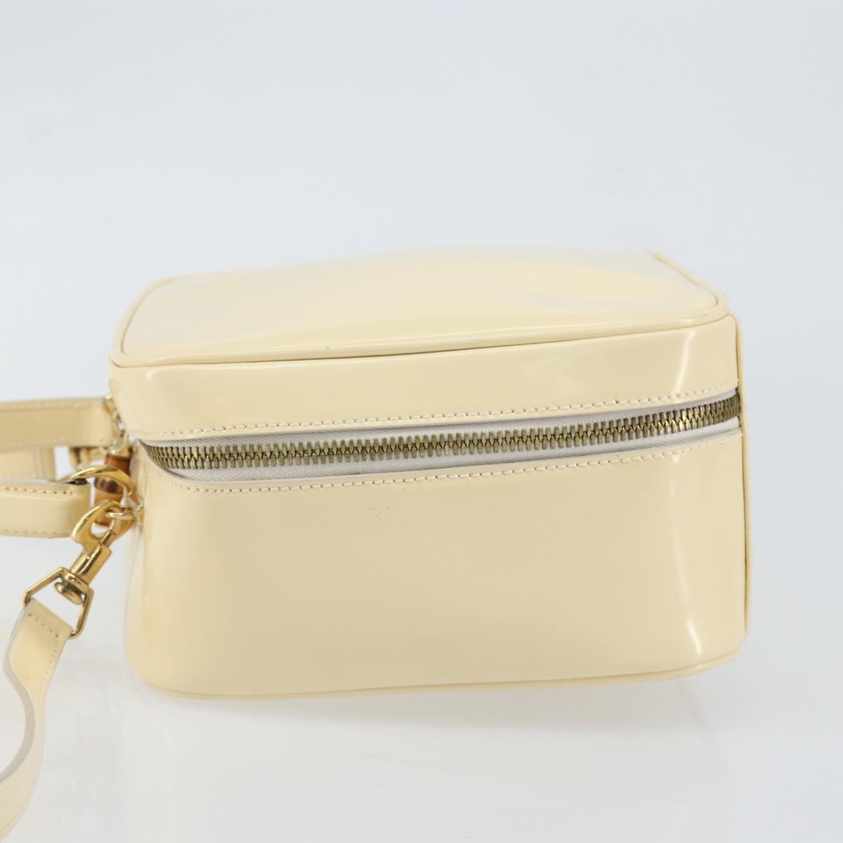 GUCCI Bamboo Hand Bag Enamel 2way Outlet White Gold 000 270 0323 Auth 147500