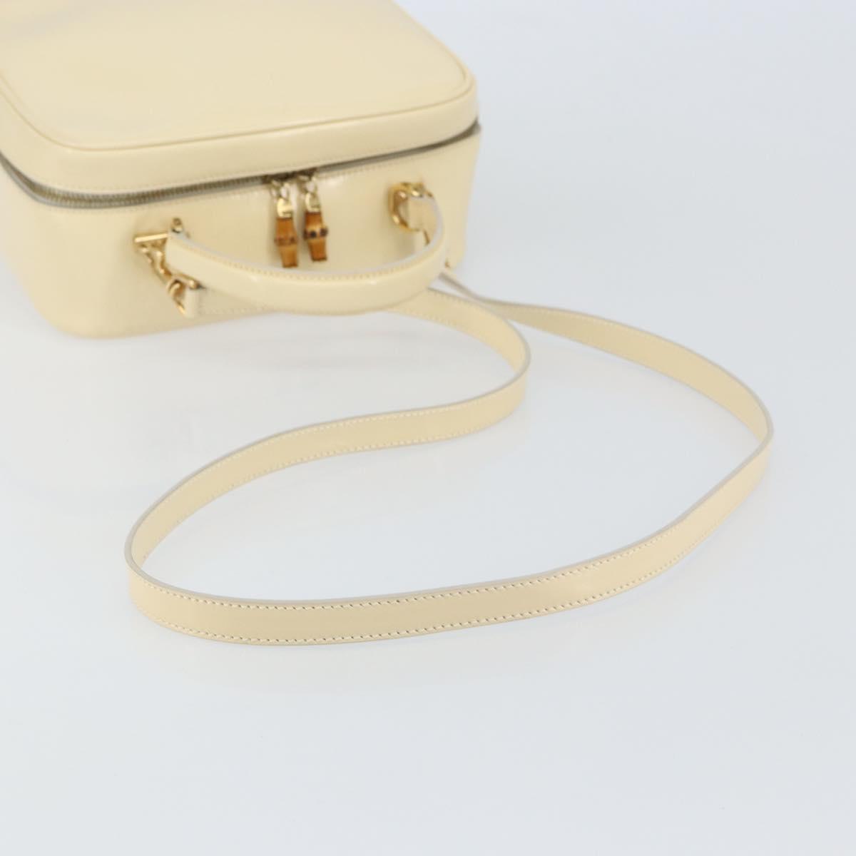 GUCCI Bamboo Hand Bag Enamel 2way Outlet White Gold 000 270 0323 Auth 147500