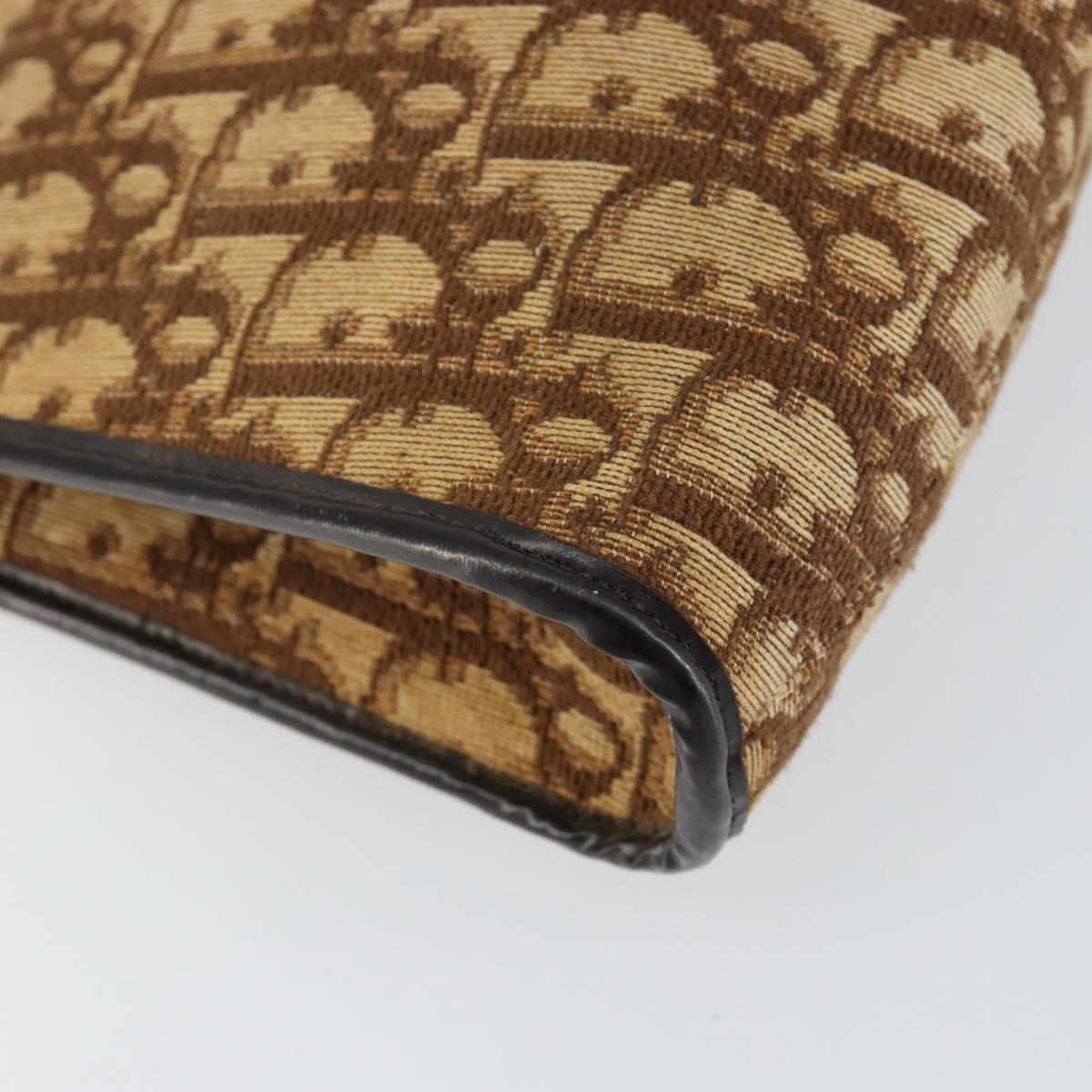 Christian Dior Trotter Canvas Shoulder Bag Brown Gold Auth 147503