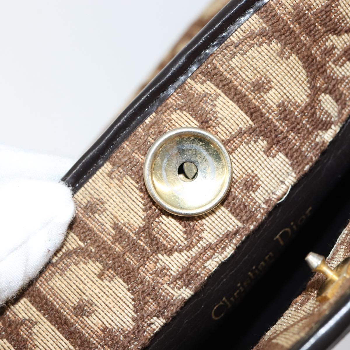 Christian Dior Trotter Canvas Shoulder Bag Brown Gold Auth 147503