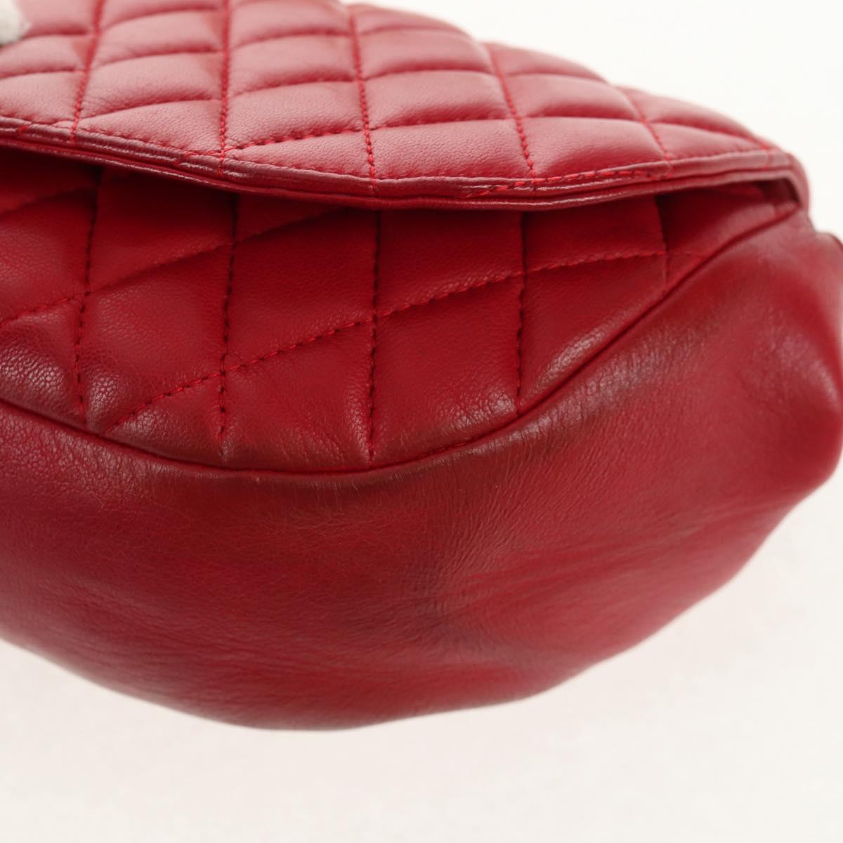 BALLY Chain Shoulder Bag Leather Red Gold Auth 147504