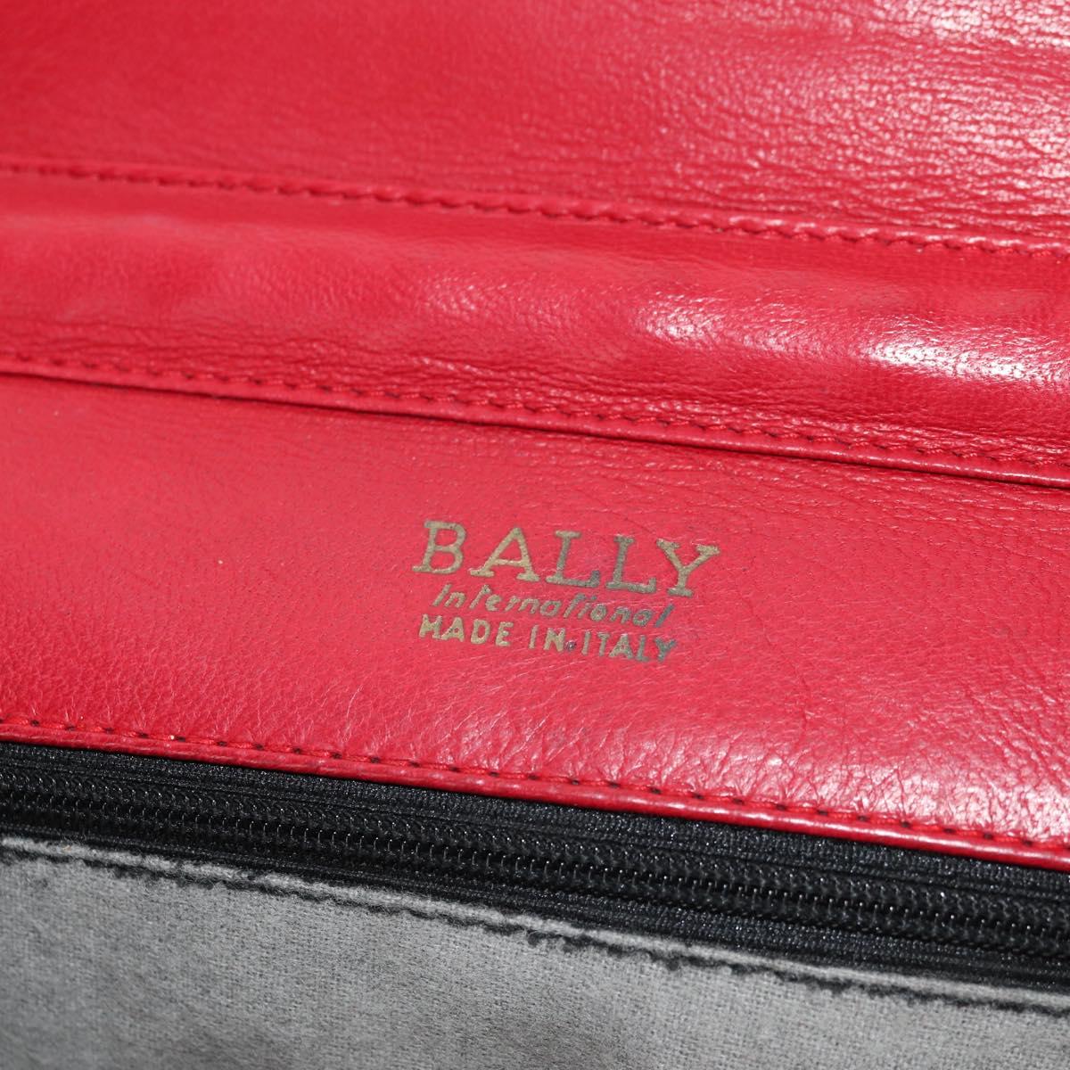 BALLY Chain Shoulder Bag Leather Red Gold Auth 147504