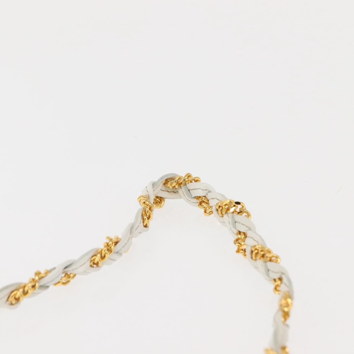 BALLY Hand Bag Leather 2way White Gold Auth 147505