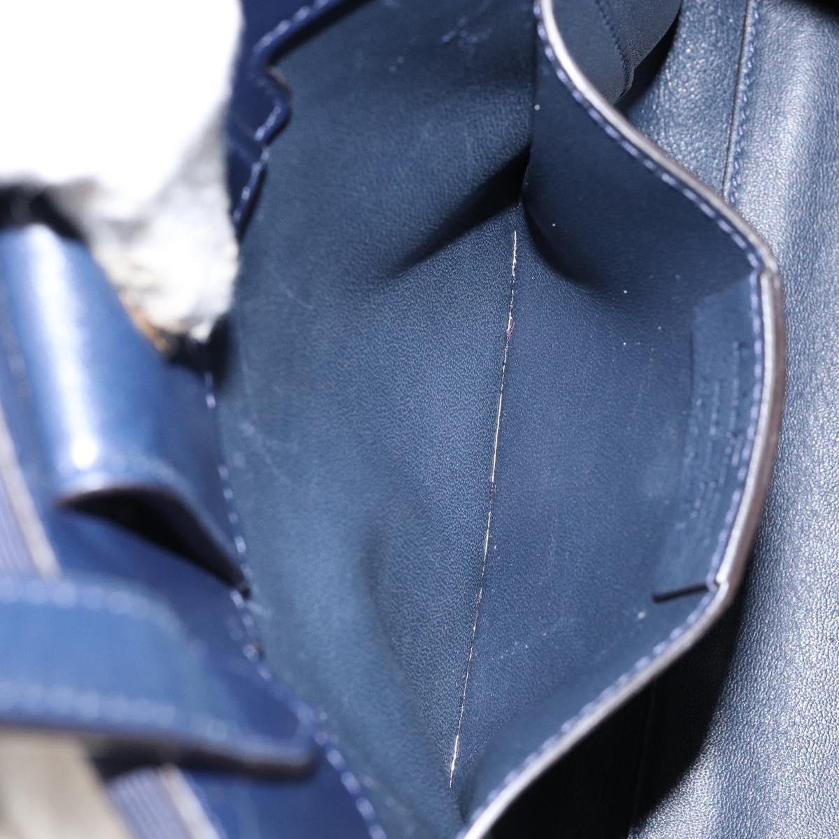 Salvatore Ferragamo Vala Hand Bag Nylon Navy Gold Auth 147506