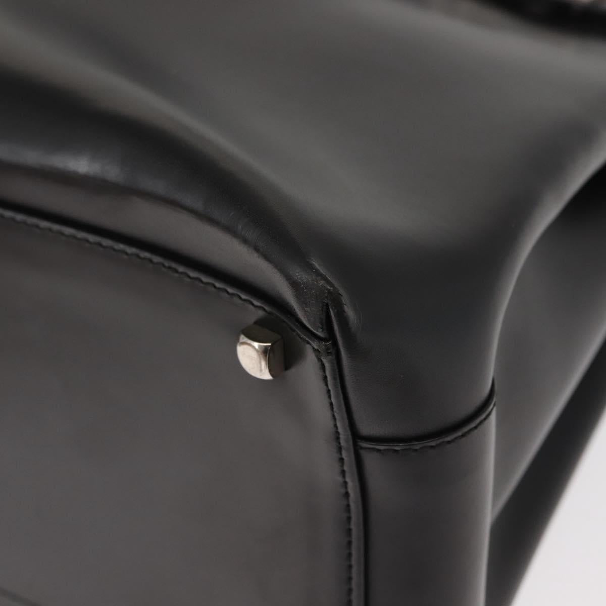 Salvatore Ferragamo Gancini Hand Bag Leather 2way Black Silver Auth 147509