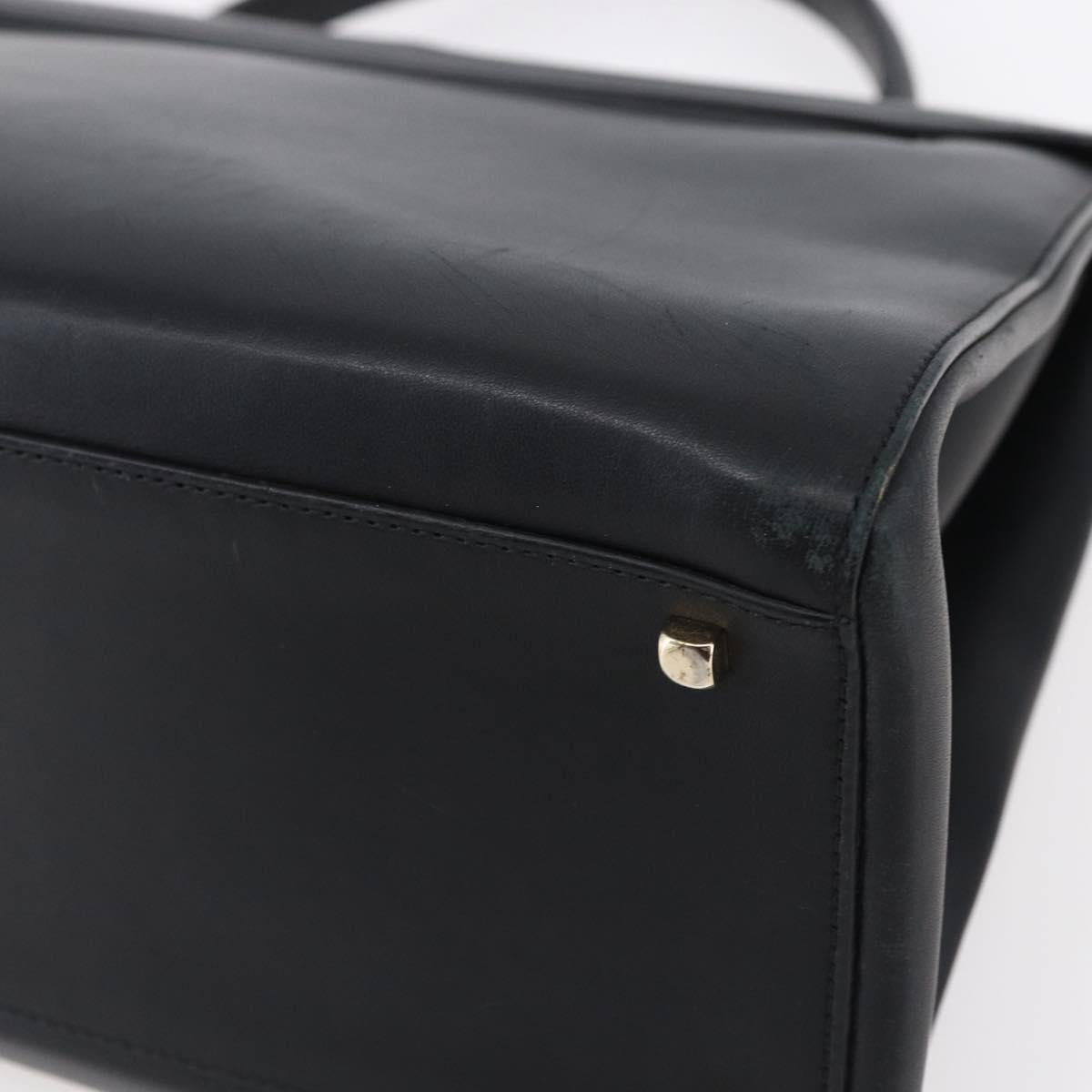 Salvatore Ferragamo Gancini Hand Bag Leather 2way Black Gold Auth 147510