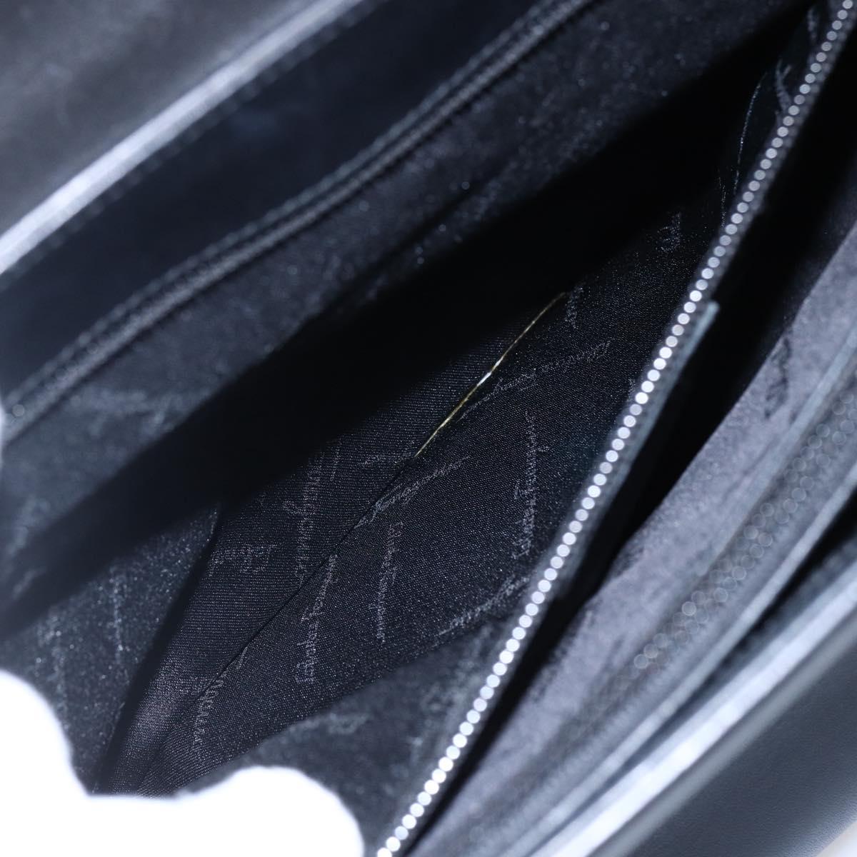 Salvatore Ferragamo Gancini Hand Bag Leather 2way Black Gold Auth 147510